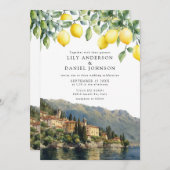 Lake Como Lemons Italian All In One Wedding 招待状 (正面/裏面)