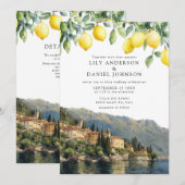 Lake Como Lemons Italian QR Code Wedding 招待状 (正面/裏面)