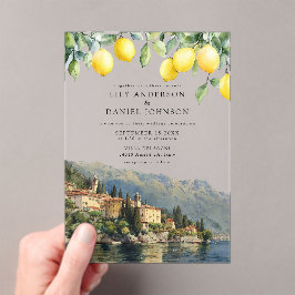 Lake Como Lemons Italian Wedding アクリル招待状