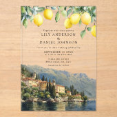 Lake Como Lemons Italian Wedding アクリル招待状 (正面)
