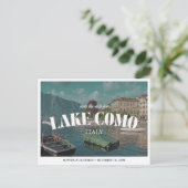 Lake Como Wedding Save the Date Retro Destination ポストカード (スタンド正面)