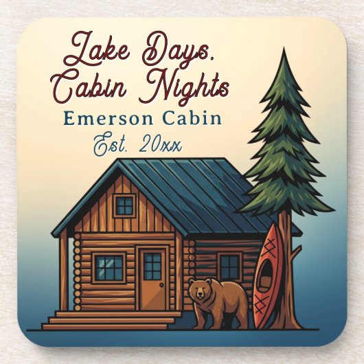Lake Days, Cabin Nights Personlized コースター (正面)