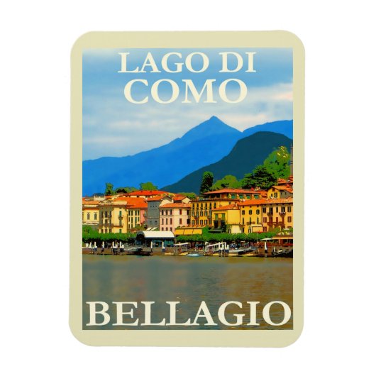 Lake di Como, Bellagio,イタリア,レトロ旅行 マグネット (縦)