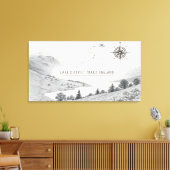 Lake District England Trails Ink Sketch Wall Art キャンバスプリント (インサイチュ (リビング))