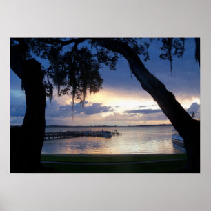 Lake Dora Florida Sunset at night poster photo art ポスター