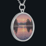 Lake During Dusk スターリングシルバーネックレス<br><div class="desc">Description (eng): A necklace made of a 92.5% pure silver alloy and 7.5% copper,  also known as sterling silver. This necklace has the pictorial design “Lake During Dusk” printed,  ideal for curporal adornment and/or as a gift for special moments.</div>