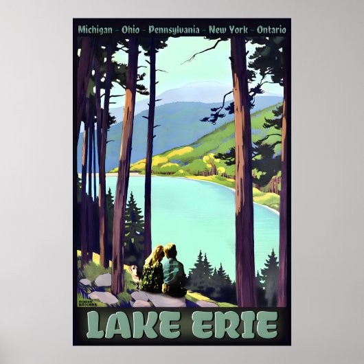 LAKE ERIE Retro Roger Broders Travel Poster New ポスター (正面)