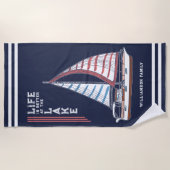 Lake Family Navy Blueで生活が向上 ビーチタオル (正面)