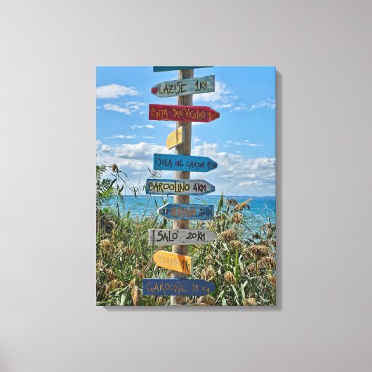 Lake Garda方向の標識ビューキャンバス印刷 キャンバスプリント (正面)