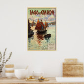 Lake Garda Italy Vintage Travel Poster ポスター (キッチン)