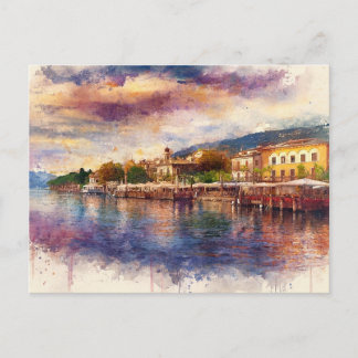 Lake Garda (Lago di Garda) - Watercolor Splash ポストカード