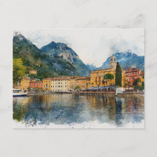 Lake Garda (Lago di Garda) - Watercolor Splash ポストカード