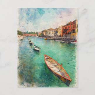 Lake Garda (Lago di Garda) - Watercolor Splash ポストカード