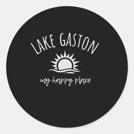 Lake Gaston My Happy Place Boating Fishing Camping ラウンドシール (正面)