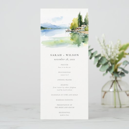 Lake Geneva Switzerland Landscape Wedding Program 招待状 (スタンド正面)