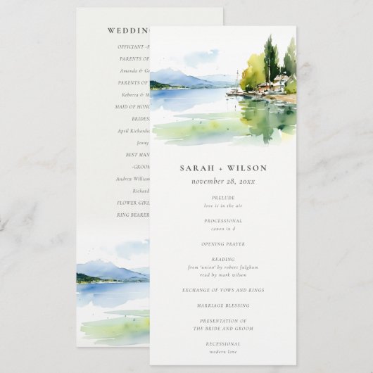Lake Geneva Switzerland Landscape Wedding Program 招待状 (正面/裏面)
