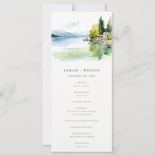 Lake Geneva Switzerland Landscape Wedding Program 招待状 (正面)