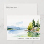 Lake Geneva Switzerland Watercolor Scape Travel シーズンポストカード (正面/裏面)