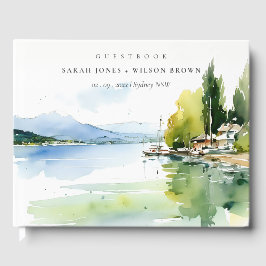 Lake Geneva Switzerland Watercolor Scape Wedding ゲストブック