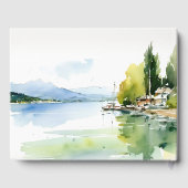 Lake Geneva Switzerland Watercolor Scape Wedding ゲストブック (裏面)