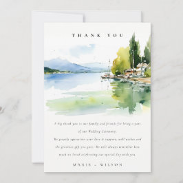 Lake Geneva Switzerland Watercolor Scape Wedding サンキューカード