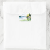 Lake Geneva Switzerland Watercolor Scape Wedding スクエアシール (バッグ)