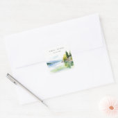 Lake Geneva Switzerland Watercolor Scape Wedding スクエアシール (封筒)