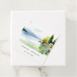 Lake Geneva Switzerland Watercolor Scape Wedding フェイバータグ