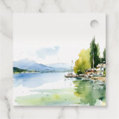 Lake Geneva Switzerland Watercolor Scape Wedding フェイバータグ (裏面)
