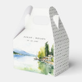 Lake Geneva Switzerland Watercolor Scape Wedding フェイバーボックス (裏面サイド)