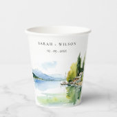 Lake Geneva Switzerland Watercolor Scape Wedding 紙コップ (正面)