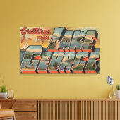 Lake George, New York - Large Letter Scenes キャンバスプリント (インサイチュ (リビング))