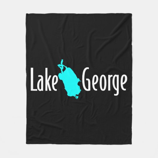 Lake George NY 太字湖地図 フリースブランケット (正面)
