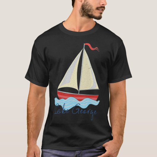 Lake George Ny Vacation Sail Boat Sailing Boating  Tシャツ (正面)