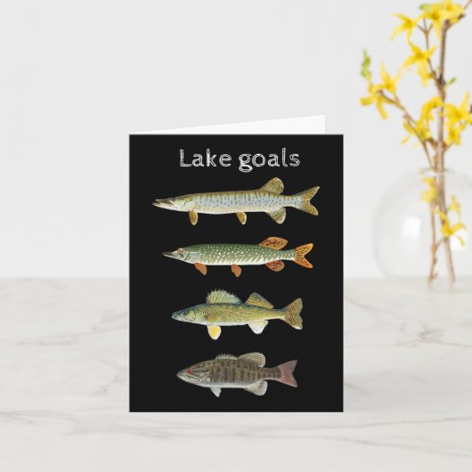 Lake Goals Fishing Musky Pike Walleye Small Mouth  カード (黄色い花)