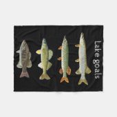 Lake Goals Fishing Musky Pike Walleye Small Mouth  フリースブランケット (正面(横))