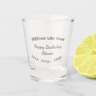 Lake house beach happy birthday add name date year ショットグラス