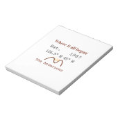 Lake house ets. Date year custom coordinates brown ノートパッド (回転)