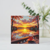 Lake House Sunrise and Warm Coffee カード (スタンド正面)