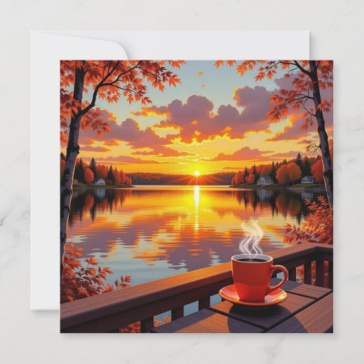 Lake House Sunrise and Warm Coffee カード (正面)