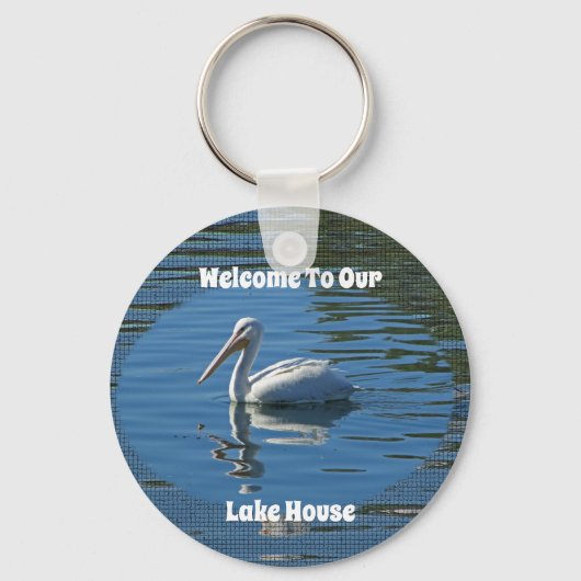 Lake House Welcome Pelican Wild Bird Home Guest キーホルダー (正面)