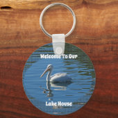 Lake House Welcome Pelican Wild Bird Home Guest キーホルダー (正面)