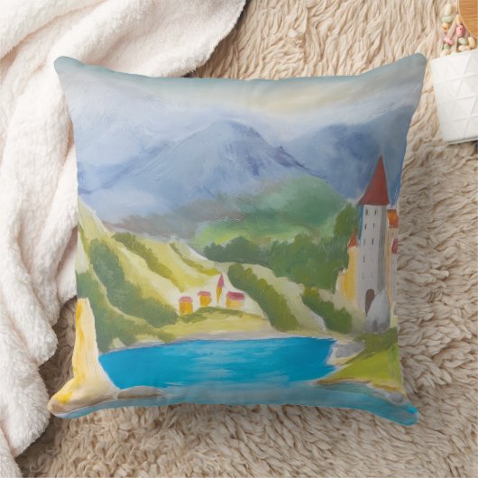 Lake in the mountains. クッション (ブランケット)