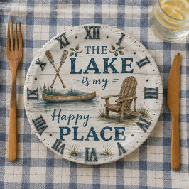 Lake Is My Happy Place Canoe Cabin Lake House ペーパープレート