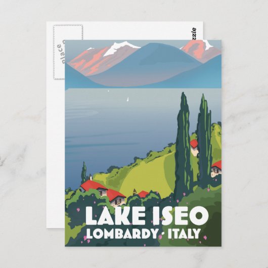 Lake Iseo, Lombardyイタリア旅行ポスター ポストカード (正面/裏面)