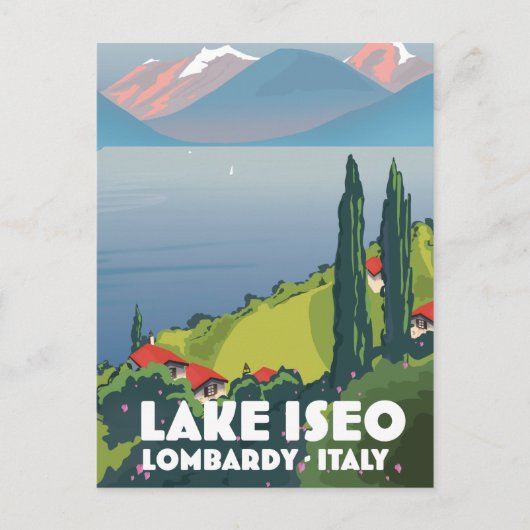 Lake Iseo, Lombardyイタリア旅行ポスター ポストカード (正面)