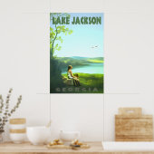 Lake Jackson Georgia Customizable Retro Travel ポスター (キッチン)