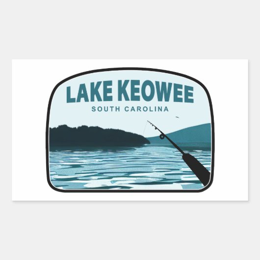 Lake Keowee South Carolina Fishing Rod 長方形シール (正面)