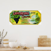 Lake Keuka Concordブドウのラベル ポスター (キッチン)