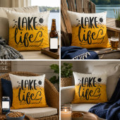 Lake Life Beer Funny Lake House Cushion for Cabin クッション